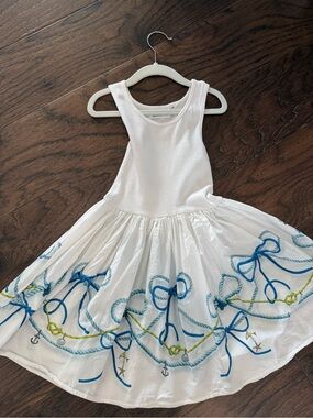 Molo Cassandra Nautical Border Dress Size 5-6Y Rope Anchor Print